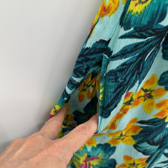 Go Softly Patio House Dress Lounge MuMu Plus Size 2X Pockets Zip Floral‎ FLAW - Picture 6 of 12